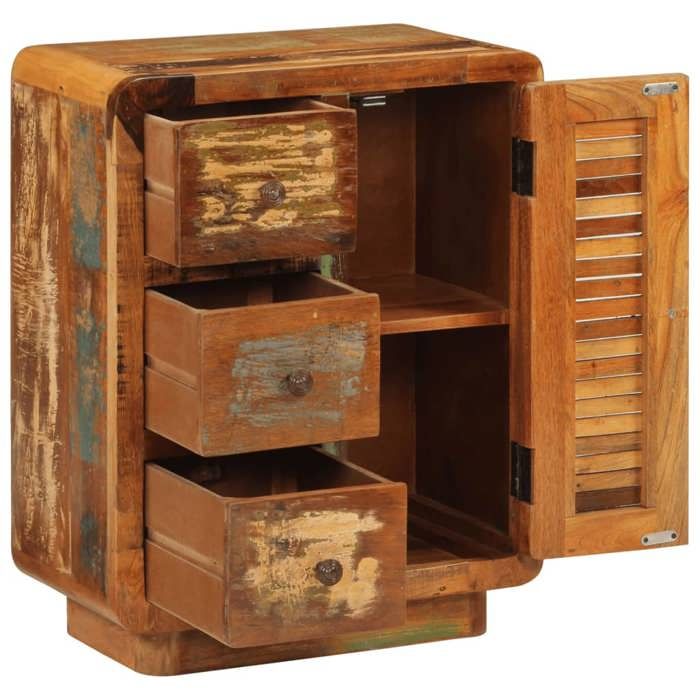Multicolore Commode Salon CHIC Buffet bas/Cabinet 1 PC avec 3 tiroirs 55x30x70 cm bois de récupération massif N12653