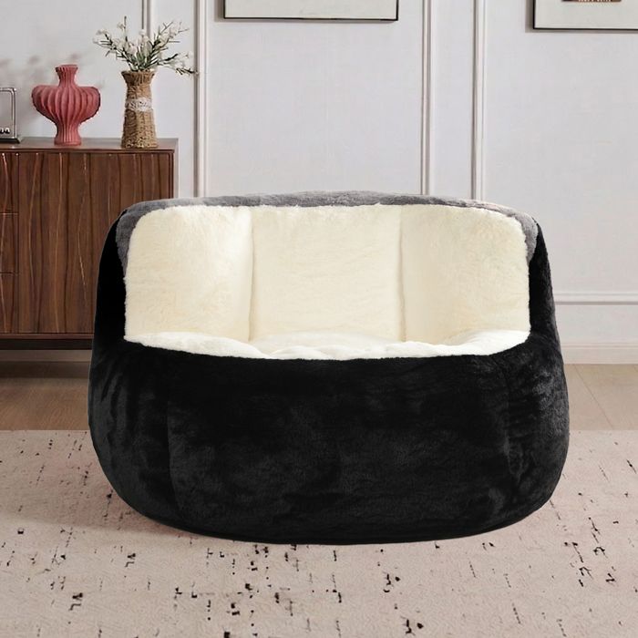 Grand canapé pouf une place canapé de détente 106 × 110 × 77 cm noir + blanc + gris