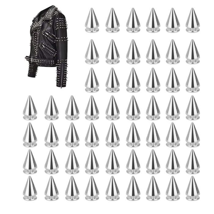 Rivets Cône 7x10mm - Lot de 30 Argent - Décoratifs pour Ceinture Veste Artisanat - Accessoire Loisir Dupcheliry
