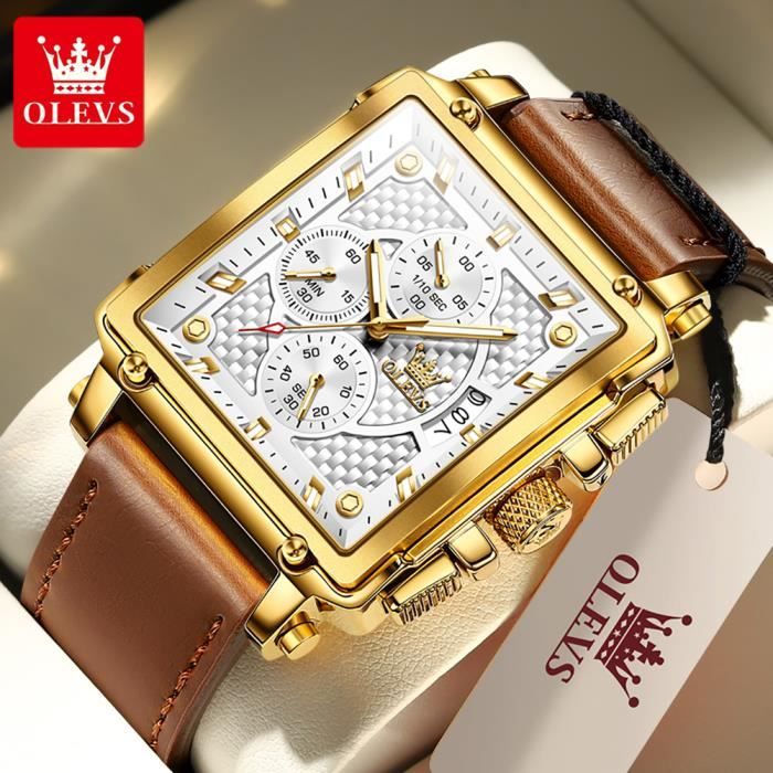 Blanc Olevs Montre bracelet carr e multifonction pour homme