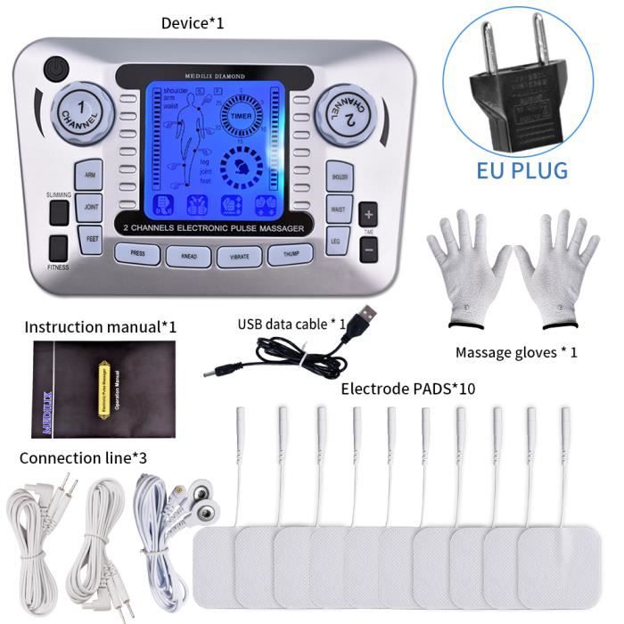 TENS Électrostimulateur Musculaire, Stimulateur Musculaire TENS avec 2