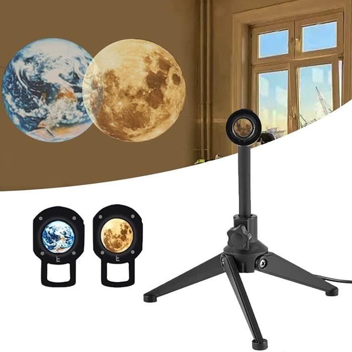 Lampe De Projection De La Lune Sur Terre, Lampe LED De Projection De La  Terre Par USB Pour Le Plafond De La Chambre, Cadeau, Décoration De Chambre