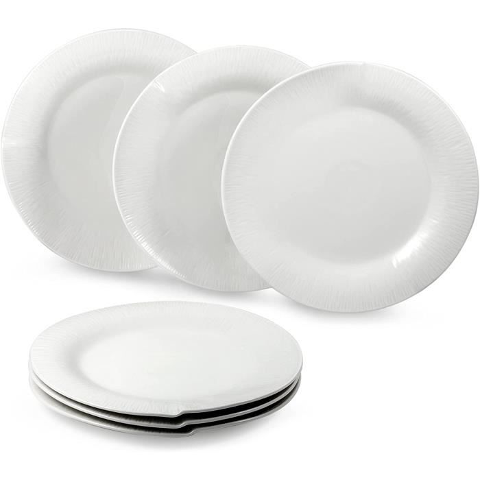 Lot de 6 assiettes plates en porcelaine blanche - 26,5 cm - Assiettes  plates modernes avec bords arrondis irréguliers[233] - Cdiscount Maison