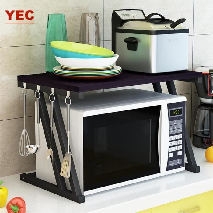 Étagère de micro-ondes YEC (noir) - Acier au carbone - Double couche en forme de Z