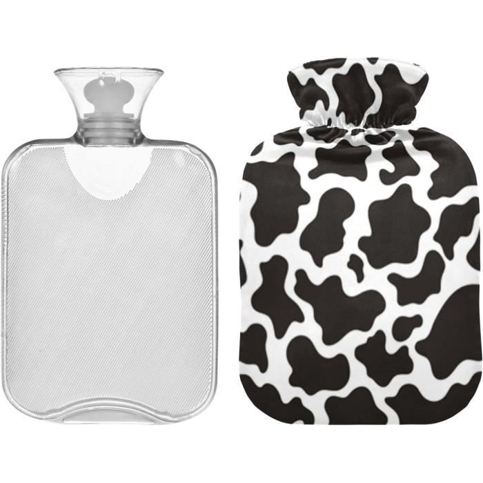 Bouillotte Avec Housse - Motif Vache Rigolo - Marque K Collection - Blanc Et Noir - Taille Unique - Neuf