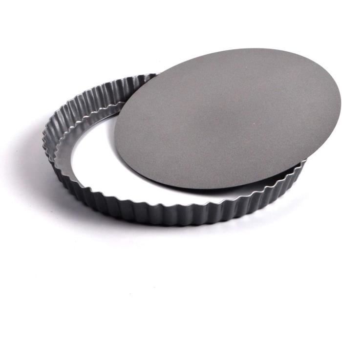 2 Teglie Per Tarte E Quiche Da 22 Cm - Fondo Rimovibile, Antiaderenti, Acciaio Al Carbonio, Profondità 2,5 Cm - 5