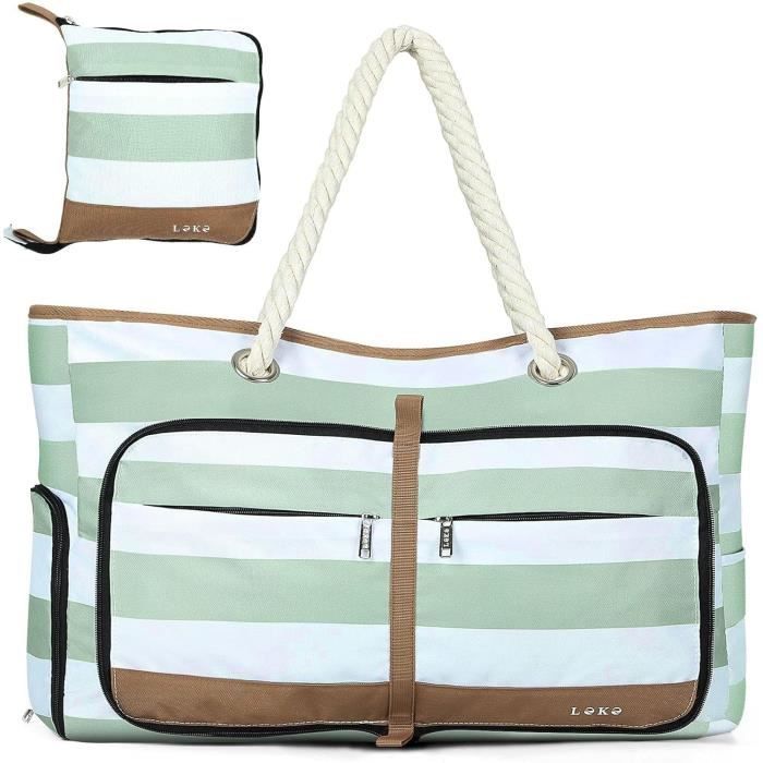 Sac De Plage Femme 35 Litres Grand Tote Bag Pliable Sac Cabas