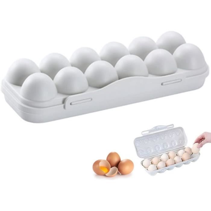 Boîte à œufs Portable - 6 œufs, Plastique Bleu, Couvercle Verrouillé, Pour Frigo/camping
