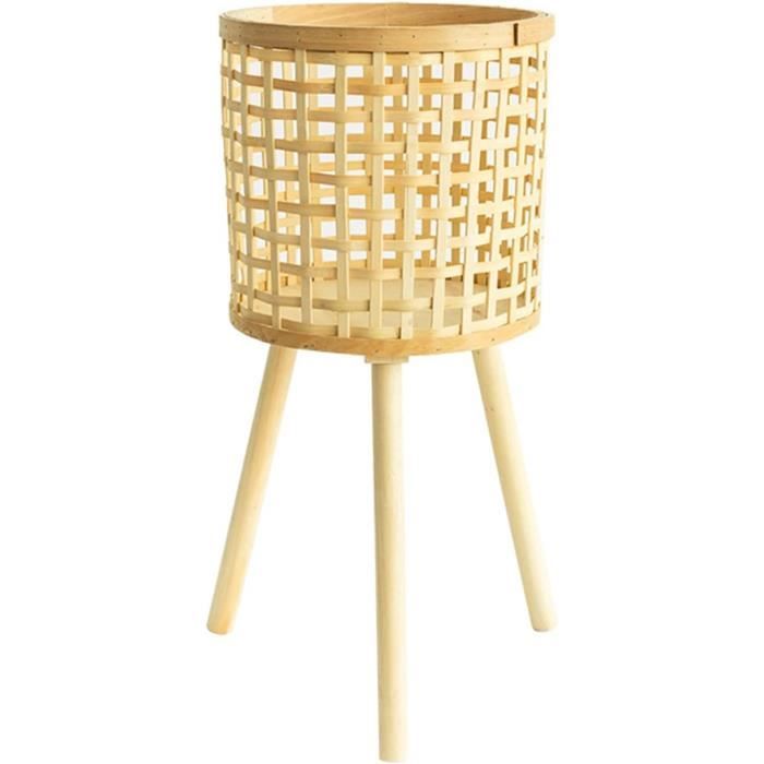 Support De Pot De Fleurs En Bois Tissé 36x24x24 Cm - Présentoir Plantes Intérieur Et Extérieur
