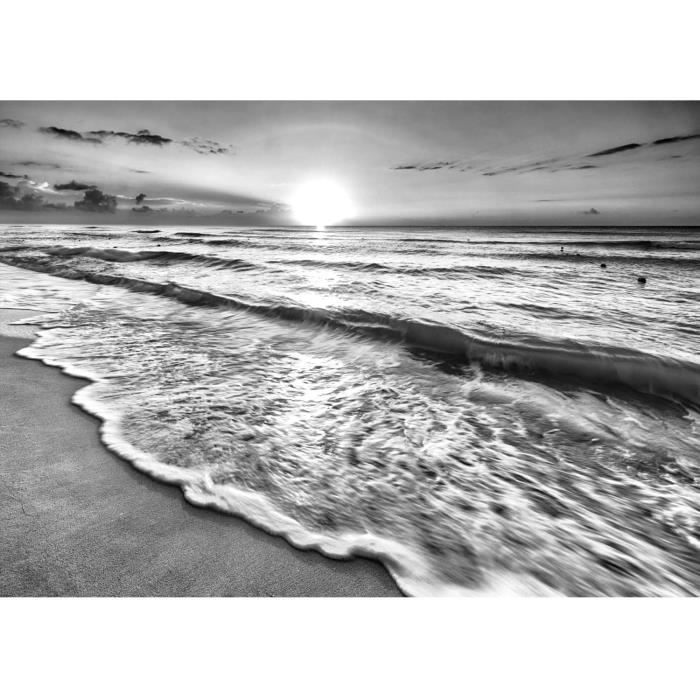 Papier Peint panoramique Plage coucher du soleil de la mer 352 x 250 cm ...