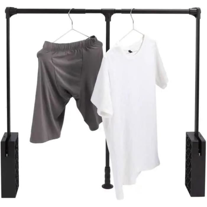 Porte-manteau amovible réglable pour placard, garde-robe, mécanisme de barre cintre automatique avec ouverture et fermeture assistée (compartiment intérieur 89-121 cm + épaisseurs