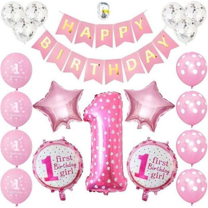 Premier 1er Anniversaire Numero 1 Bebe Enfants Garcons Filles Ballons Fete Decoration Ensemble Ballon 0c0a0601 Pink Cdiscount Maison