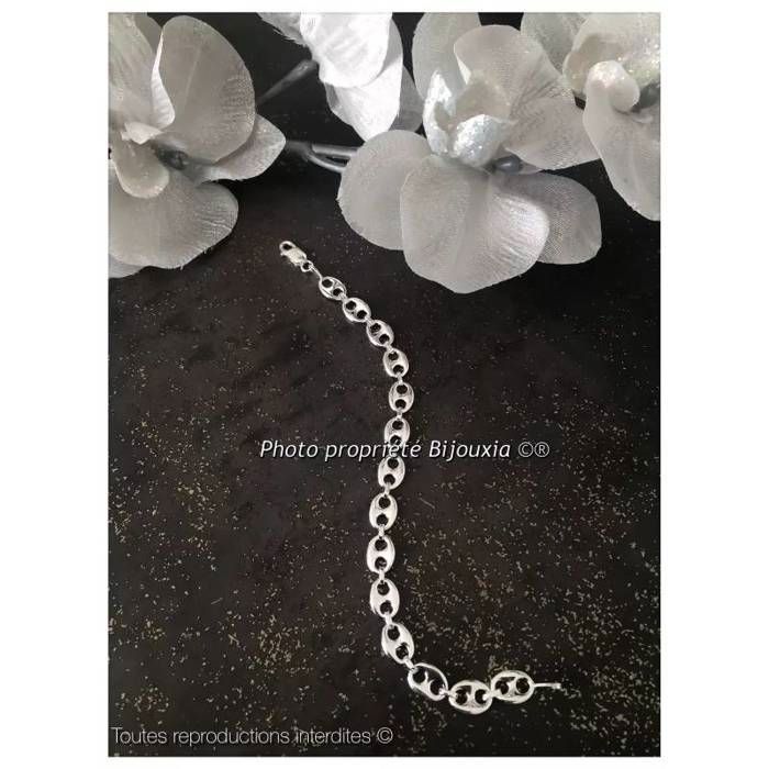 Bracelet Homme Grain De Café En Argent Massif 925 – 21 Cm X 8 Mm, Bijouxia, Neuf Avec étiquettes