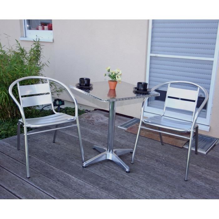 Table De Bistrot 2 Chaises Aluminium Terrasse Achat Vente