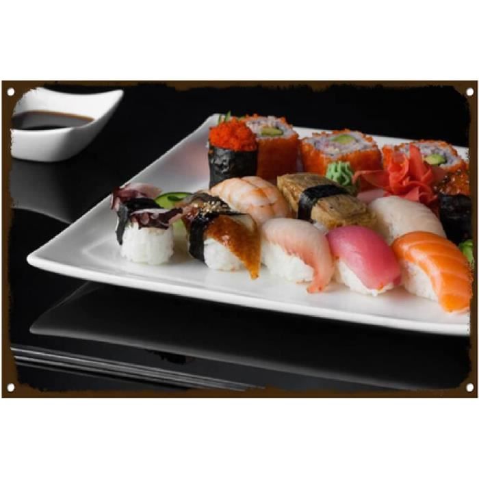 Plaques en métal Vintage Modèle de Cuisine Japonaise,Art Mural