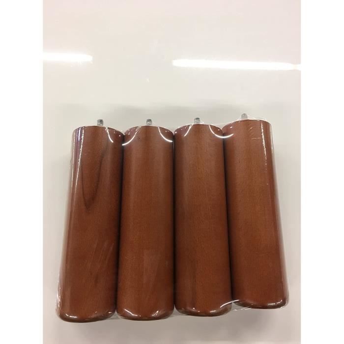 Jeu De 4 Pieds De Lit Bois Teinte Merisier 20cm - Fabrication Française
