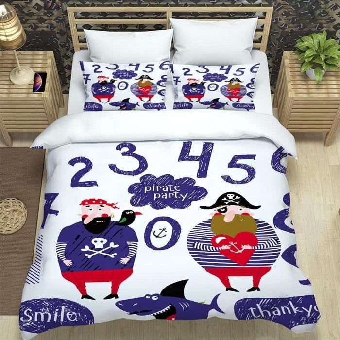 Housse De Couette Enfant 135x200 Cm Motif Animé 3D | Cadeau Déco Chambre | Taie Oreiller 80x80 Cm | Lavable