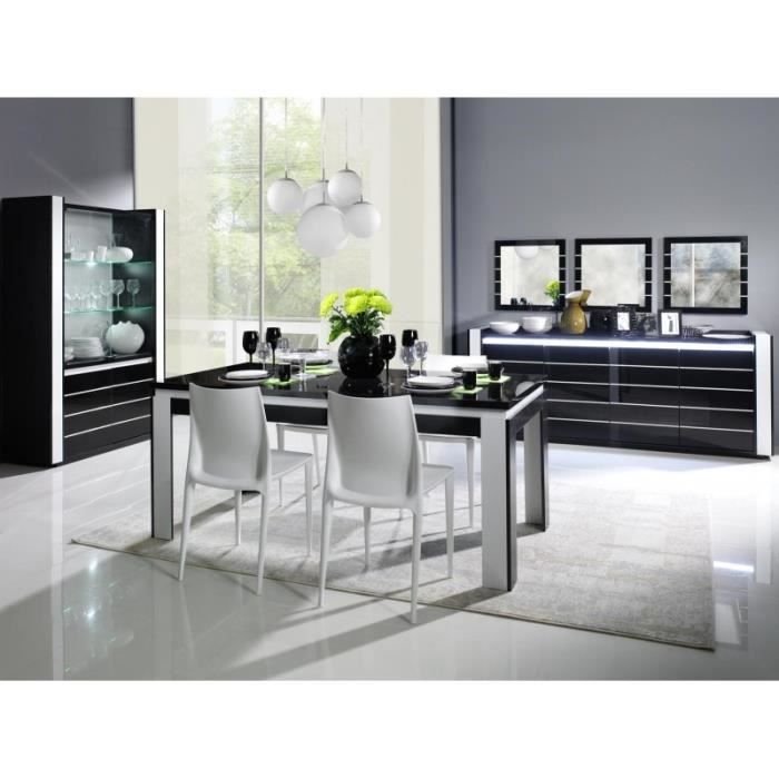 Salle A Manger Complete Lina Noire Et Blanche Table 160 Cm