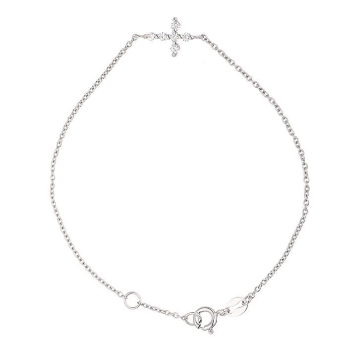 Bracelet Croix - LOVA LOLA VAN DER KEEN - Argent Massif 925 - Oxyde de Zirconium - Longueur 18 cm