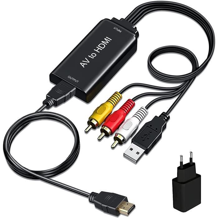 Adaptateur RCA vers HDMI, Convertisseur AV CVBS vers HDMI HD 1080P avec  Câble HDMI et Cordon d'alimentation USB et Câble Compo[75] - Cdiscount TV  Son Photo