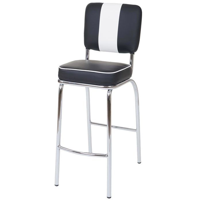MCW 2x tabouret de bar Avellino design rétro des années 50 similicuir noir blanc