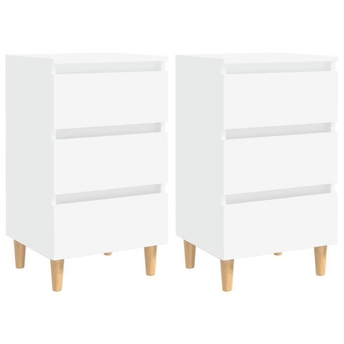 tables de chevet jili - blanc - 40x35x69 cm - contemporain - design - 3 tiroirs
