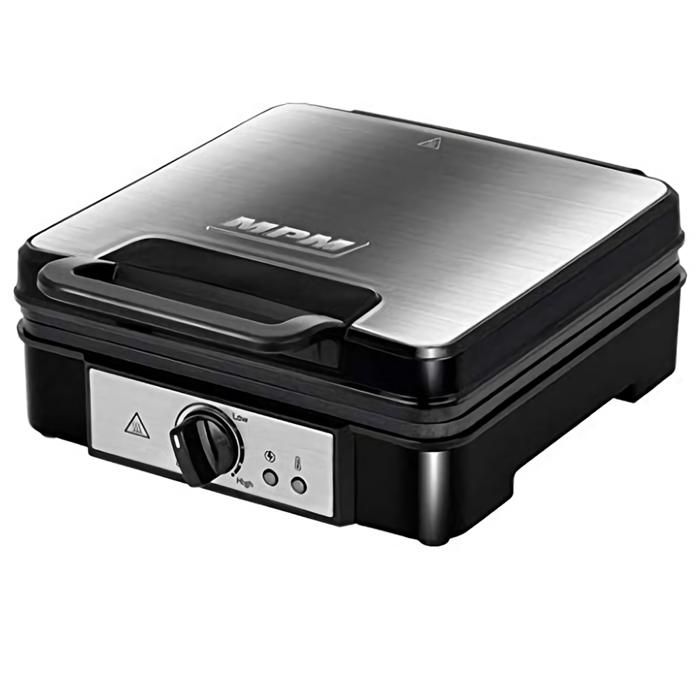 Gaufrier professionnel pour 4 gaufres belges épaisses plaques antiadhésives MPM MGO-36M 1200W Noir/Argent