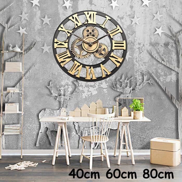 Horloge Murale Design Vintage Originale En Bois Geante Horloge