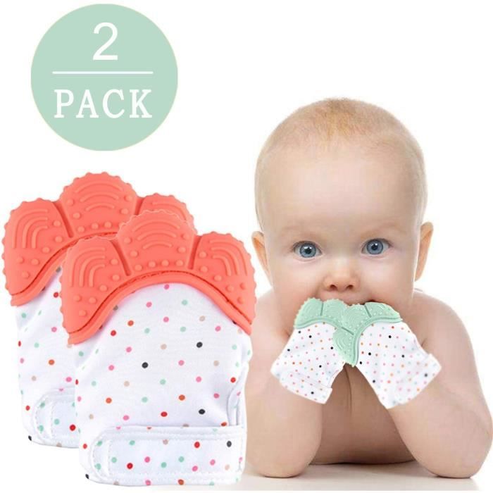 Gant Dentition Mitaine Silicone pr Bébé Anti-douleur Autoapaisant Jouet  3Mois+ 