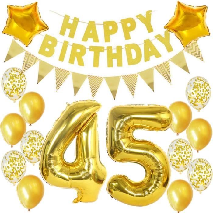 Ensemble De Decoration D Anniversaire 45 Ans Dore 45 Ans Decoration D Anniversaire Pour Femme Et Homme Decoration D 943 Cdiscount Maison