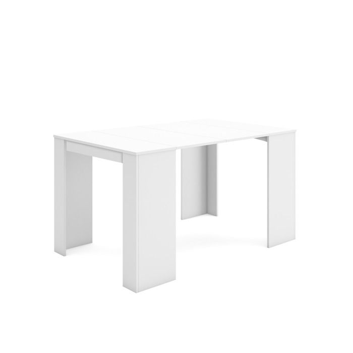 Table console extensible Console meuble 140x90x77 1cm Pour 6 personnes Blanc RF2617