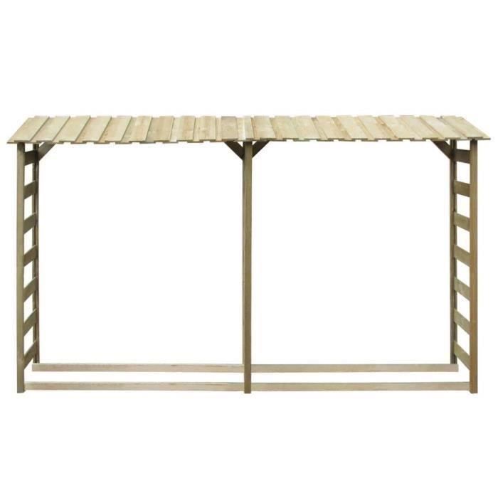 Double Abri de stockage à bois de pin imprégné 300 x 44 x 176 cm -QUT