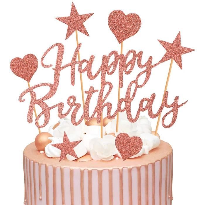 2 Kit Decoration Gateau Anniversaire Filles Rose Gloddecoration Gateau Rose Or For Femmejoyeux Anniversaire Happy Birthday Co 215 Cdiscount Maison