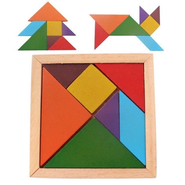 Jeu de Puzzle Tangram en Bois Montessori pour Enfants - 2pcs - Cadeau