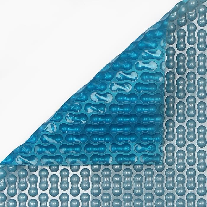Bâche à Bulles pour Piscine Enterrée et Hors-Sol - Fabrication Française - Direct Usine - 10 x 5 m - 500 microns - Bleu/Alu - Bordée