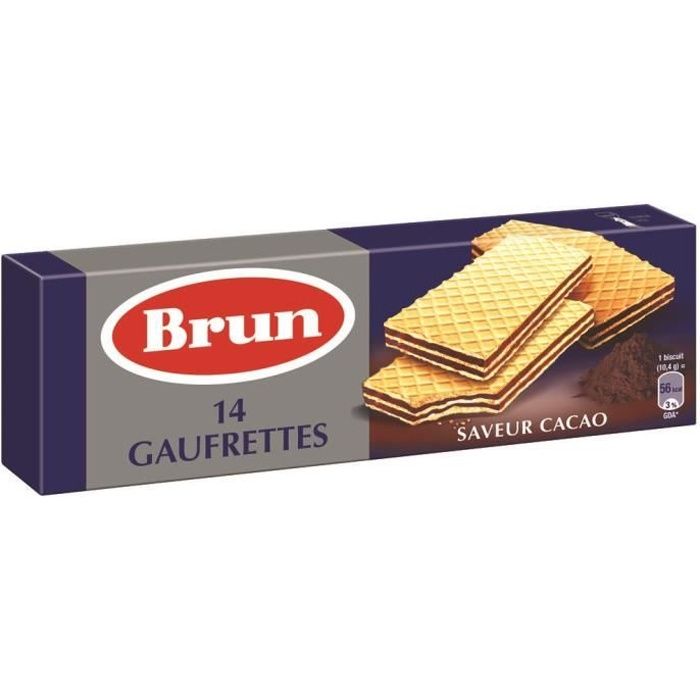 Gaufrettes saveur cacao 146 g Brun