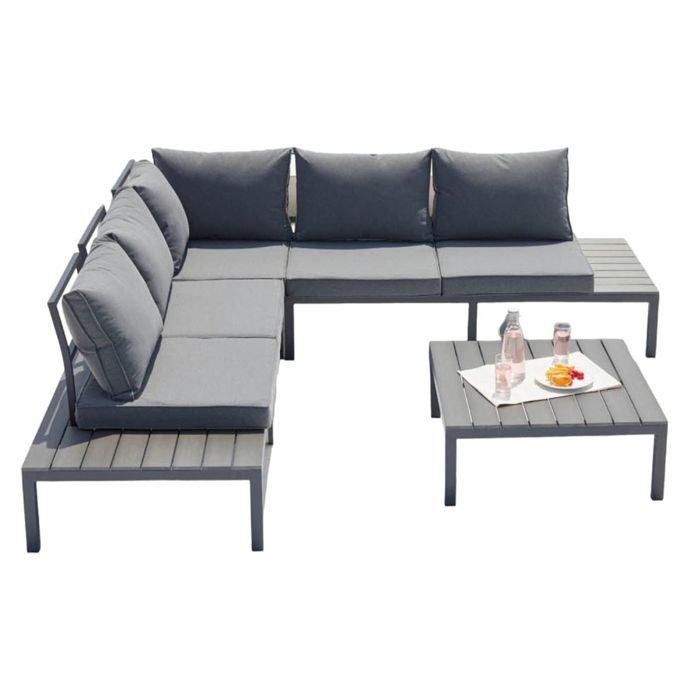 Fira Salon De Jardin En Aluminium Gris Fonce Achat Vente