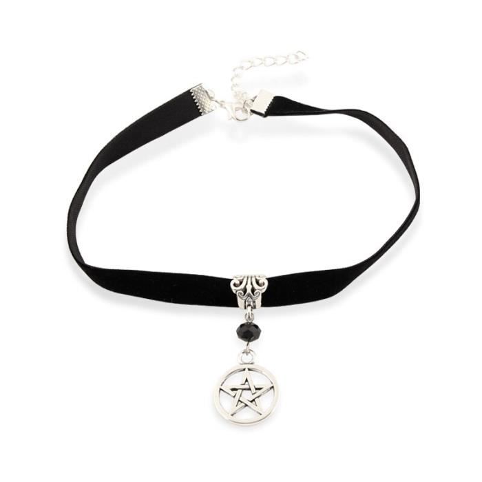 Choker Gothique Punk En Cuir PU - Collier Ras De Cou Réglable Avec Pendentif Pour Homme Et Femme - 4