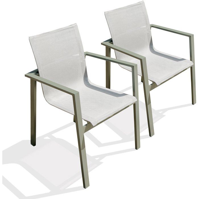 Lot de 2 fauteuils de jardin - DCB GARDEN - Miami-FT - Empilable - Kaki