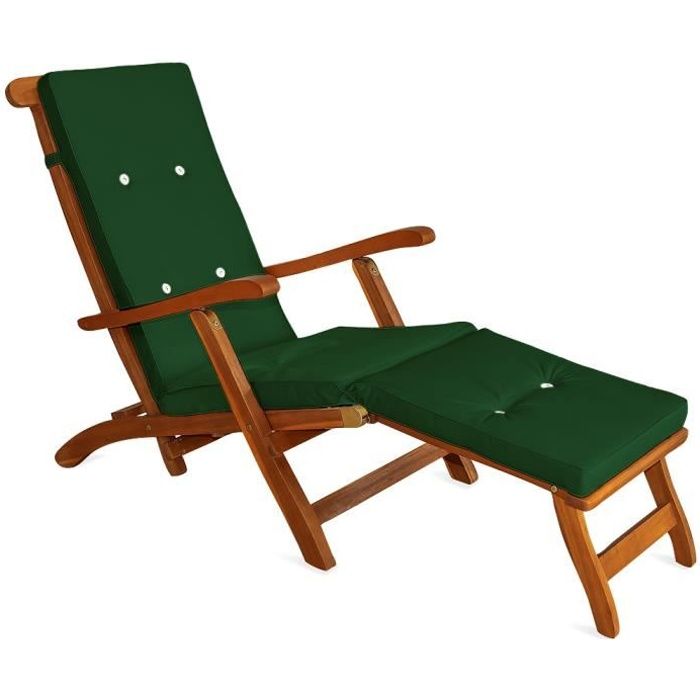 Coussin pour chaise longue vert pour siège inclinable coussin pour bain de soleil relaxation intérieur extérieur hydrofuge