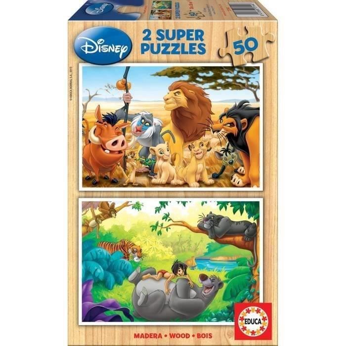 Puzzle en bois Disney - Educa - Animaux - 50 pièces - Pour enfants