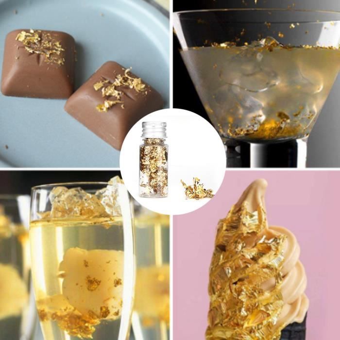 VBESTLIFE feuille d'or alimentaire Papier de feuille d'or en bouteille  comestible de 2g pour la décoration de chocolats de gâteaux - Cdiscount  Maison
