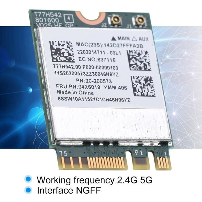 Carte WiFi Lenovo 01AX709 - Double Bande 2.4G/5G NGFF M.2 - Bluetooth 4.0 - Compatible IdeaPad