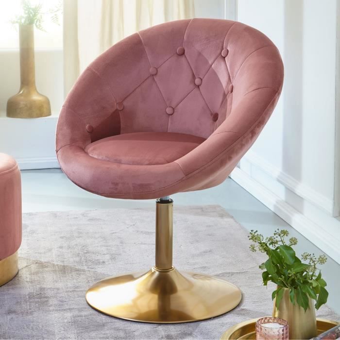 Chaise longue en velours rose - FINEBUY - Fauteuil Club Ajustable Tournante Chaise longue en velours rose - FINEBUY - Fauteuil Club Ajustable Tournante