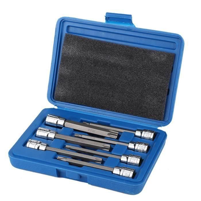 Neiko 7-Piece Extra Long Torx Star Bit Socket Set – 4-3/8 Drive, T10 To T40