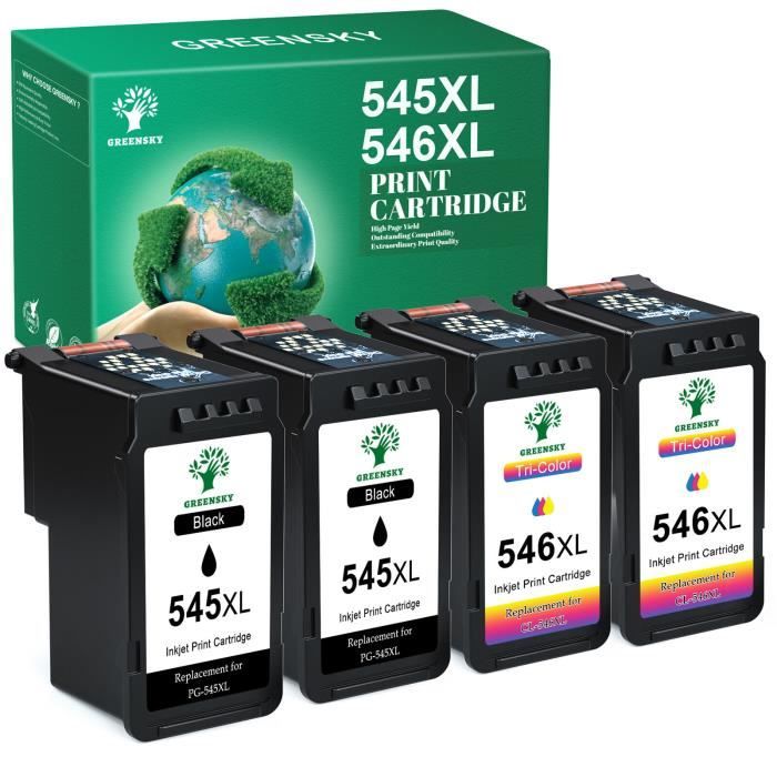 Cartouches Compatibles 545XL 546XL PG-545 CL-546 XL – Pack Noir + Couleur Pour Canon Pixma
