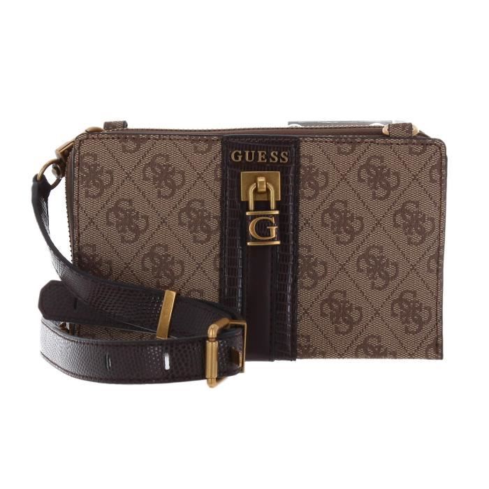 GUESS Ginevra Logo Mini Girlfriend Crossbody Bag Latte Logo [202725] sac à épaule bandoulière