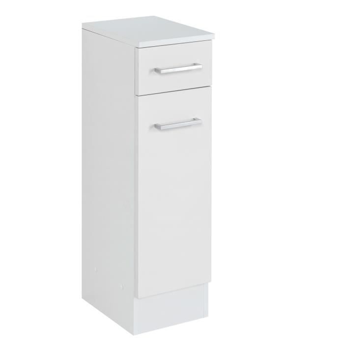 Armoire de salle de bains Ricca avec 1 porte & 1 tiroir en aggloméré mélaminé blanc. Façade en MDF mat. Armoire de salle de bains Ricca avec 1 porte & 1 tiroir en aggloméré mélaminé blanc. Façade en MDF mat.