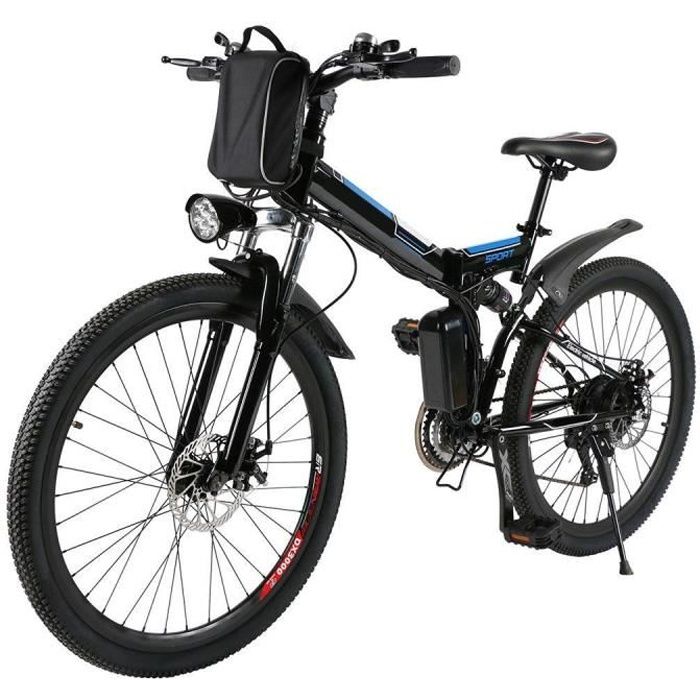 ANCHEER velo electrique montagne 26 VTT homme pliable avec batterie Lithium Ion 250W 21vitesses Noir Cdiscount Sport