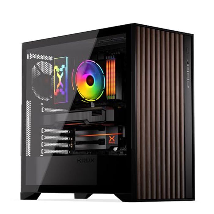 Boîtier PC ATX Krux Palum Panneaux en Bois Ventilateurs 2 x 120 mm Filtre Anti poussière - vue 2
